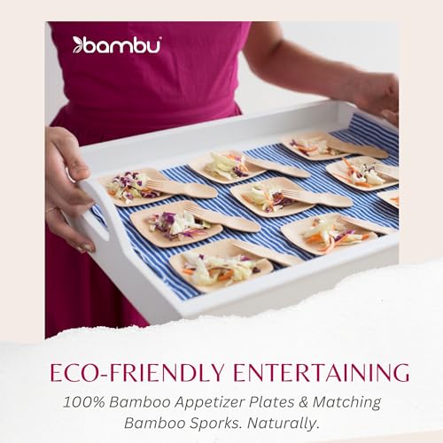 Bambu Compostable Bamboo Plates - 100% Natural, Durable & Lightweight - 3.5 Inch, 250 Pack