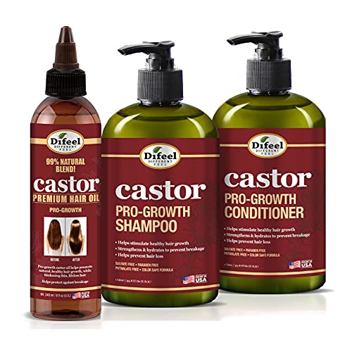 Difeel Pro-Growth Hair Care Set - Promotes Stronger, Thicker Hair, Paraben-Free - 3-PC Set