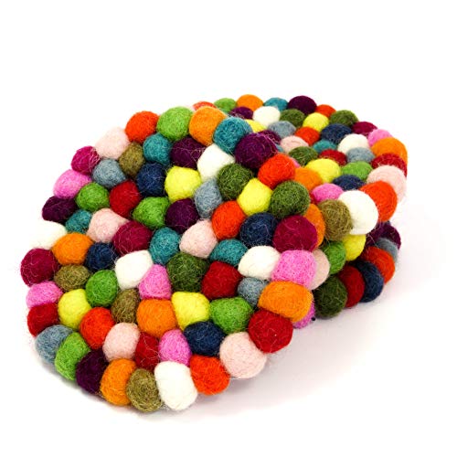 Friendsheep Wool Coasters - Handmade, Absorbent, Fair Trade, Organic - Multicolor Set of 4