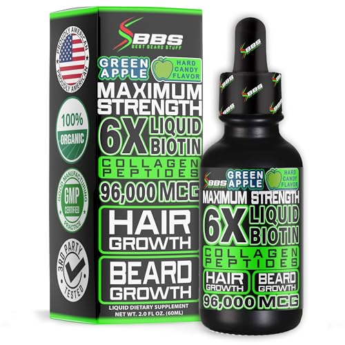 BBS USA Beard Oil - 96,000mcg Biotin & Collagen for Thicker Hair Growth - 2oz