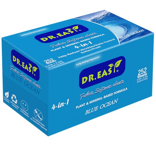 Dr.Easy Dryer Sheets - Plant-Based Softener, Essential Oil Scent, Reduces Static & Wrinkles - 252 Ct