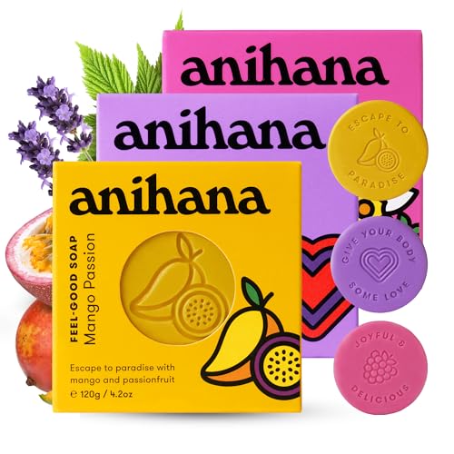 ANIHANA Feel-Good Soap Set - Nourishing Coconut Oil & Shea Butter, Paraben & Cruelty-Free - 3x4.2oz