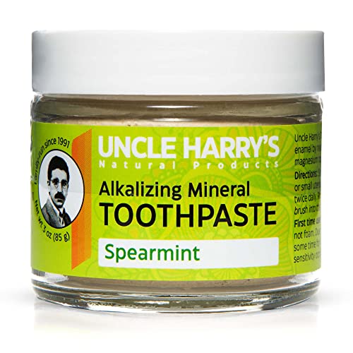 Uncle Harry's Spearmint Toothpaste - Whitens Naturally, Promotes Enamel, Vegan - 4oz