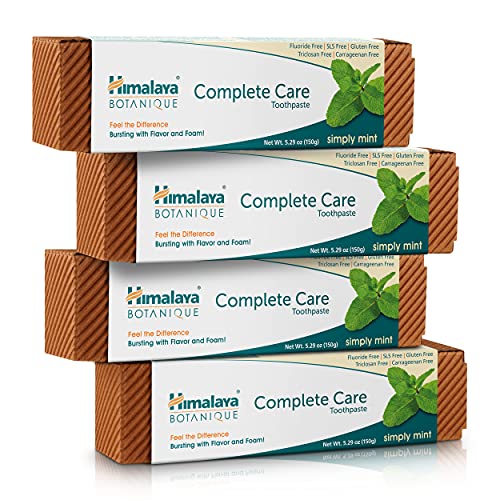 Himalaya Botanique Toothpaste - Plaque Fighter, Herbal Mint, Fluoride-Free, 5.29 Oz, 4 Pack