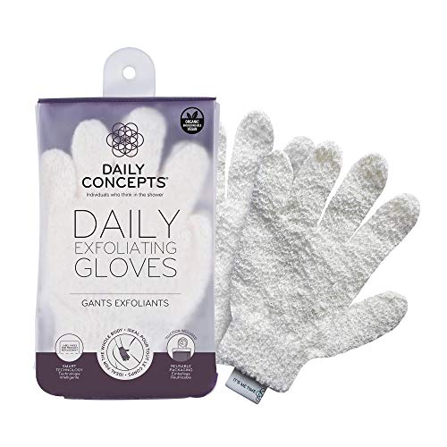 Daily Exfoliating Gloves - Instantly Polish Skin, Hypoallergenic, Organic - Reusable Holder Included