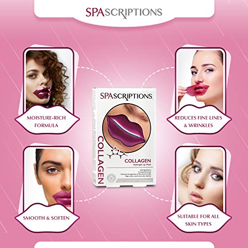 SpaScriptions Hydrogel Lip Mask - Moisture-Rich, Reduces Fine Lines, Softens Lips - 4 Pack