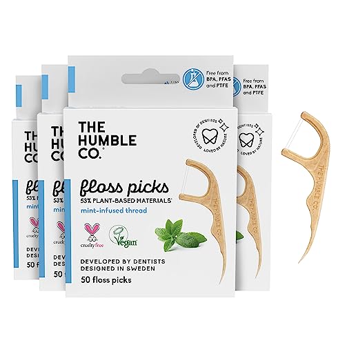 The Humble Co. Floss Picks - Plant-Based Oral Care, Cruelty-Free, Mint Flavor - 200 Count