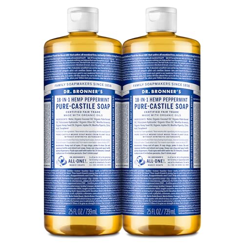 Dr. Bronner’s Pure-Castile Liquid Soap - Organic Oils, Vegan, 18-in-1 Uses - 25oz, 2-Pack