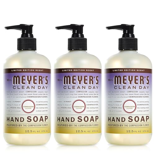 Mrs. Meyer's Hand Soap - Essential Oils, Cruelty-Free, Compassion Flower - 12.5 fl. oz, Pack of 3