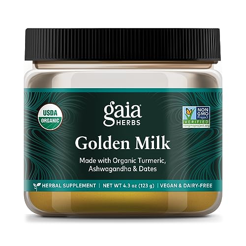 Gaia Herbs Golden Milk Powder - Supports Calm with Organic Turmeric & Ashwagandha - 4.3 Oz