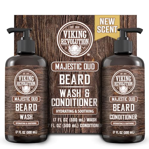 Viking Revolution Beard Wash & Conditioner - Hydrates & Softens with Argan & Jojoba Oil - 17oz