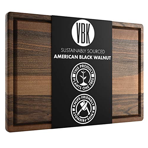 Virginia Boys Kitchens Black Walnut Cutting Board - Durable, Knife-Friendly, Handmade - 17x11