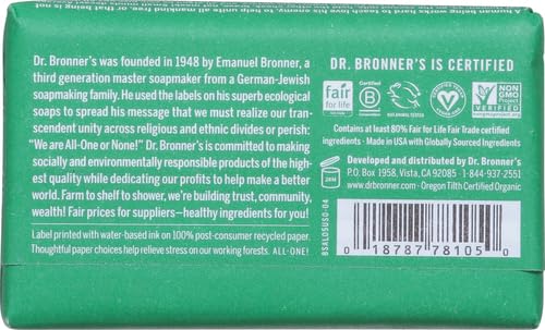 DR. BRONNER's All-One Hemp Almond Bar Soap - Luxurious Lather, Organic Ingredients - 5 oz