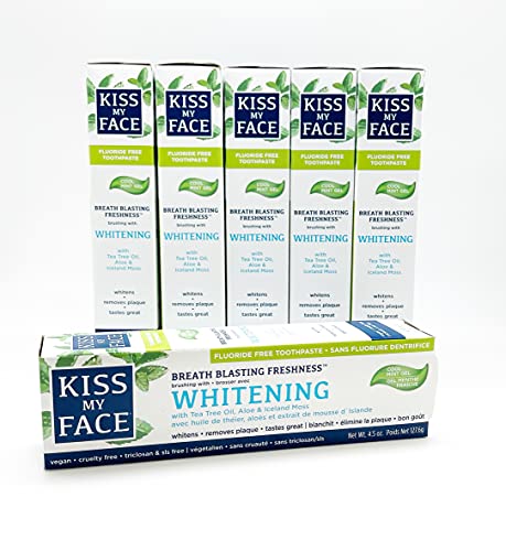 Kiss My Face Toothpaste - Whitening & Plaque Removal, Natural Aloe with Xylitol - 6 Pack, 4.5oz