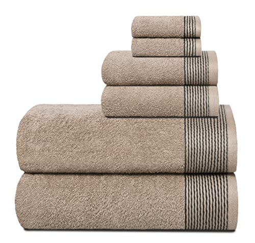 Belizzi Home Towel Set - Ultra Soft, Lightweight & Highly Absorbent, 6-Piece Tan Set