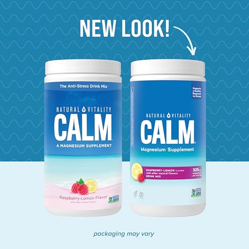 Natural Vitality Calm Magnesium Supplement - Supports Stress Relief, Raspberry Lemon Flavor - 16oz