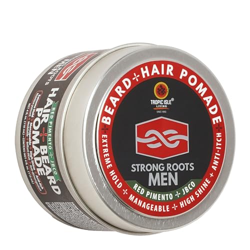 Tropic Isle Living Strong Roots Men Hair Pomade - Extreme Hold, Moisture & Itch Relief - 4oz