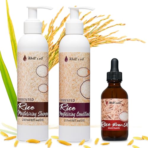 Well's Rice Shampoo & Conditioner Set - Thicker, Healthier Hair, Safe for All Types - 3 Pack