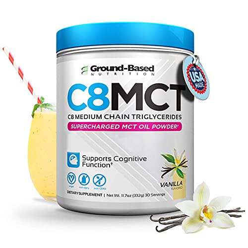 Ground-Based Nutrition C8 MCT Oil Powder - Instant Energy & Focus, Vegan, Non-GMO - 10oz