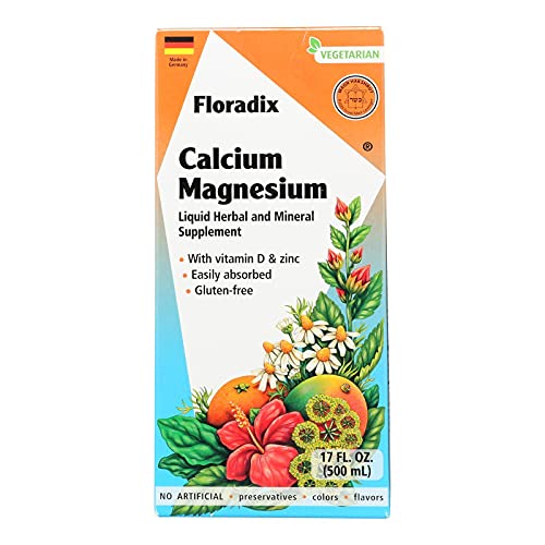 Floradix Calcium & Magnesium Liquid Supplement - Supports Bone Health with Vitamin D & Zinc - 17oz