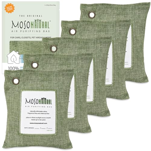 Moso Natural Air Purifying Bag - Odor Eliminator, Chemical-Free, 200g (5 Pack) for Small Spaces