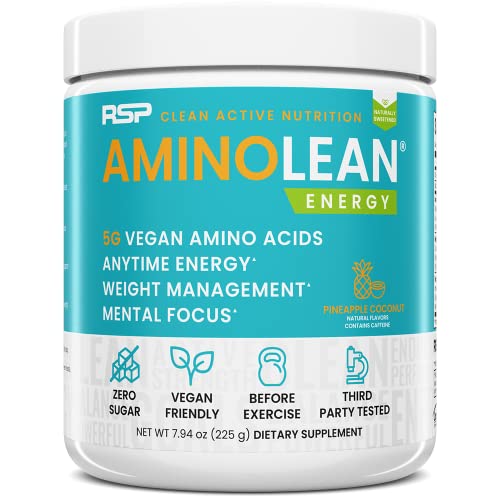 RSP Vegan AminoLean Pre-Workout Powder - Natural Energy, Weight Management, Pineapple Coconut