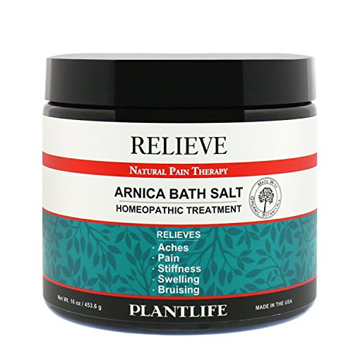 Plantlife Mineral Bath Salt - Arnica Relief with Pure Essential Oils, 84+ Vital Minerals - 16oz