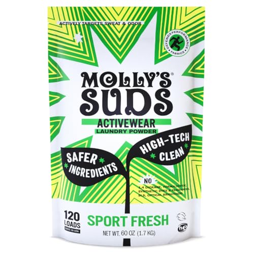 Molly's Suds Active Wear Laundry Detergent - Stain Fighting, Safe for Sensitive Skin - 120 Loads