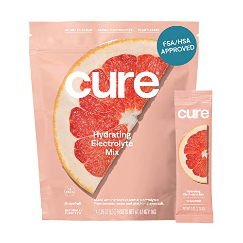 Cure Hydration Electrolyte Drink Mix - Rapid Hydration, Vegan, Non-GMO - 14 Packets Grapefruit