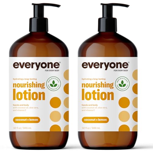 Everyone Nourishing Body Lotion - Hydrating Coconut & Lemon, EWG Verified - 32oz, Pack of 2