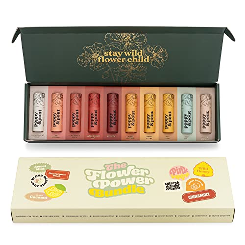 Poppy & Pout Jumbo Lip Balm Gift Set - Hydrating, All-Natural Ingredients, 10 Flavors - 10-Pack