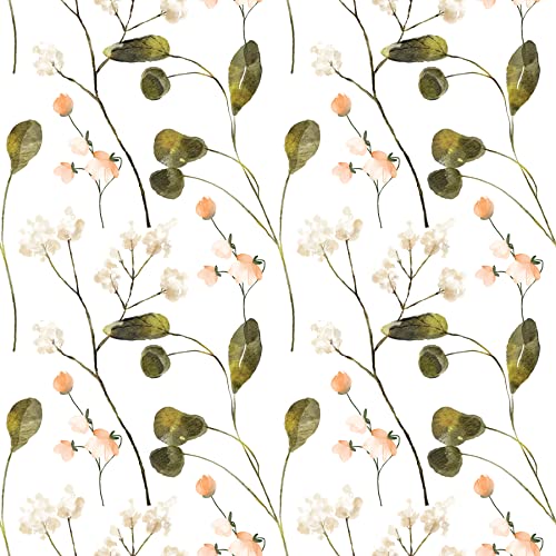Waterleaf Paper Co. Dissolvable Floral Gift Wrap - 100% Biodegradable, Peach Flowers - 12" x 47"