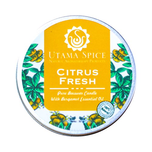 Utama Spice Beeswax Candle - Pure Essential Oils, Handcrafted, 100% Natural - Citrus Fresh