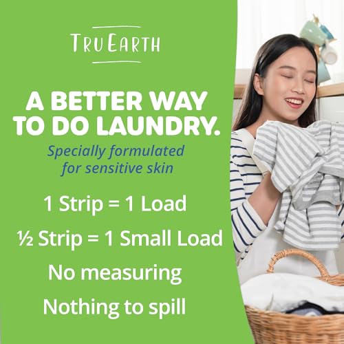 Tru Earth Laundry Detergent Sheets - Gentle, Vegan, Paraben-Free, Unscented - Up to 64 Loads