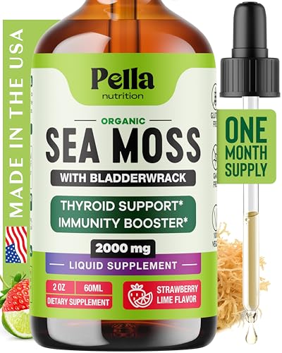 Organic Sea Moss Drops - Immune & Joint Support, Iodine-Rich Flavor - Strawberry Lime, 60mL