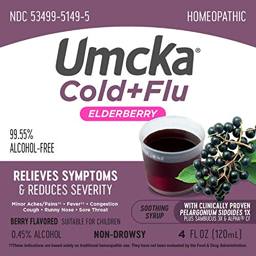 Nature's Way Cold + Flu Relief Syrup - Multi-Symptom Support, Homeopathic, Berry Flavor - 4 Fl Oz