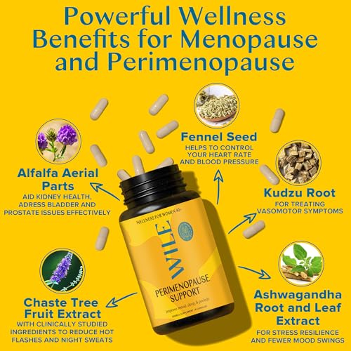 WILE Hormone Balancing Supplement - Menopause Relief, Stress & Mood Support, Vegan - 30 Servings