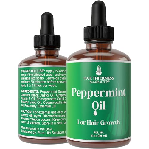 Hair Thickness Maximizer Peppermint Hair Growth Oil - Strengthens & Nourishes All Hair Types - 1oz