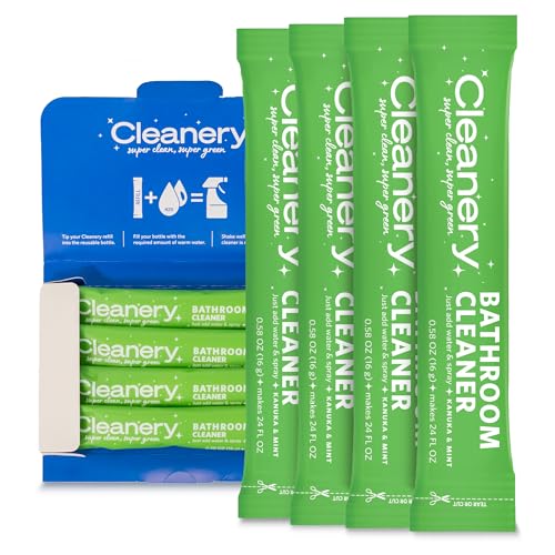 Cleanery Bathroom Cleaner Refill Powder - Powerful Plant-Based Formula, Kanuka & Mint - 4 Pack