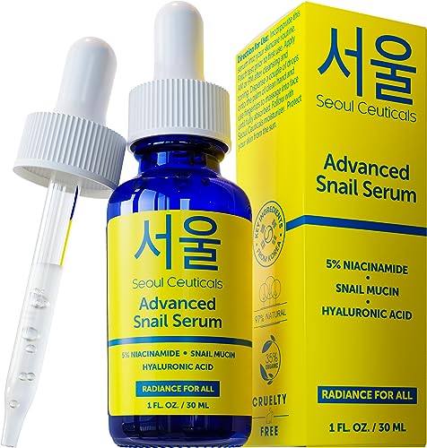 SeoulCeuticals Face Serum - Hydrating Niacinamide & Snail Mucin, Natural Ingredients - 1oz