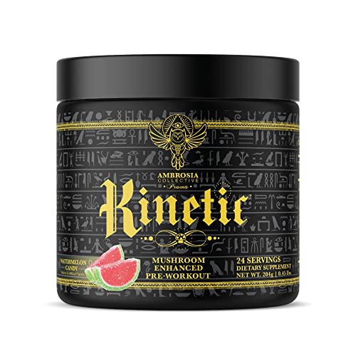 Ambrosia Kinetic Pre-Workout - Natural Energy Boost, Organic Mushroom Blend - Watermelon Candy