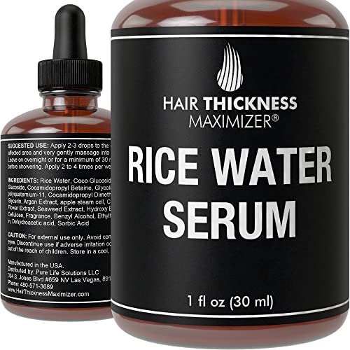 Hair Thickness Maximizer Rice Water Serum - Strengthens Hair Growth, Nourishes Scalp - 1oz