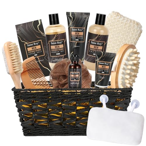 Men's Grooming Set - 14-Piece Spa Experience with Classic Perfume, Razor, Beard Oil & More