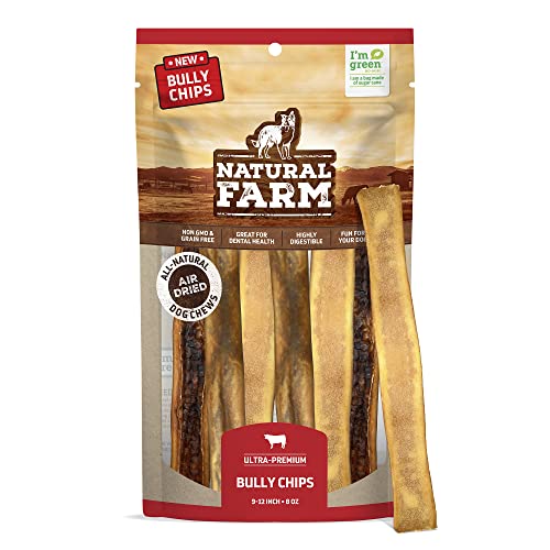 Natural Farm Bully Chips - Digestible Beef Cheek Chews for Healthy Skin & Teeth - 8oz