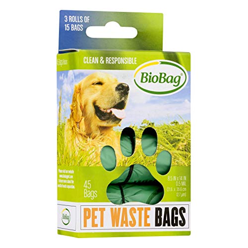 BioBag Pet Waste Bags - BPI Certified Compostable, Silky Texture, Pack of 4 Rolls, 45 Bags