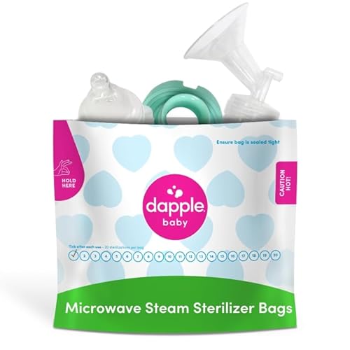 Dapple Baby Microwave Sterilizer Bags - 99% Germ Elimination, BPA-Free, 20 Uses Each - 8 Count