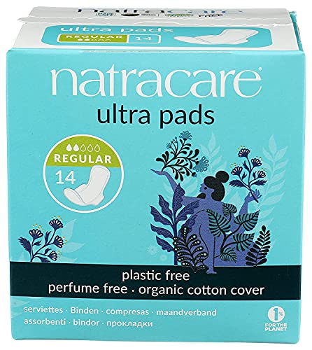 Natracare Menstrual Pads - Certified Organic Cotton, Biodegradable, Vegan - 14 Ultra Slim Pads