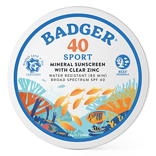 Badger Sunscreen - Broad Spectrum SPF 40, Coral Reef Safe, Mineral Ingredients - 2.4oz