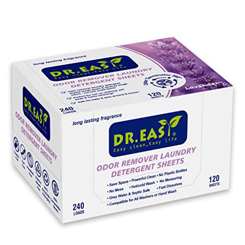 DR.EASY Laundry Detergent Sheets - Odor Remover & Powerful Clean, Safe for Baby & Pets - 240 Loads