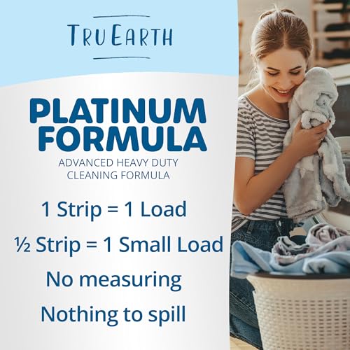 Tru Earth Platinum Laundry Detergent Sheets - Heavy Duty Cleaning, Hypoallergenic - 32 Sheets